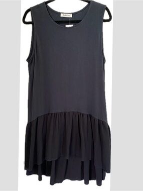 Adore Navy Sleeveless Ruffle-Hem Dress